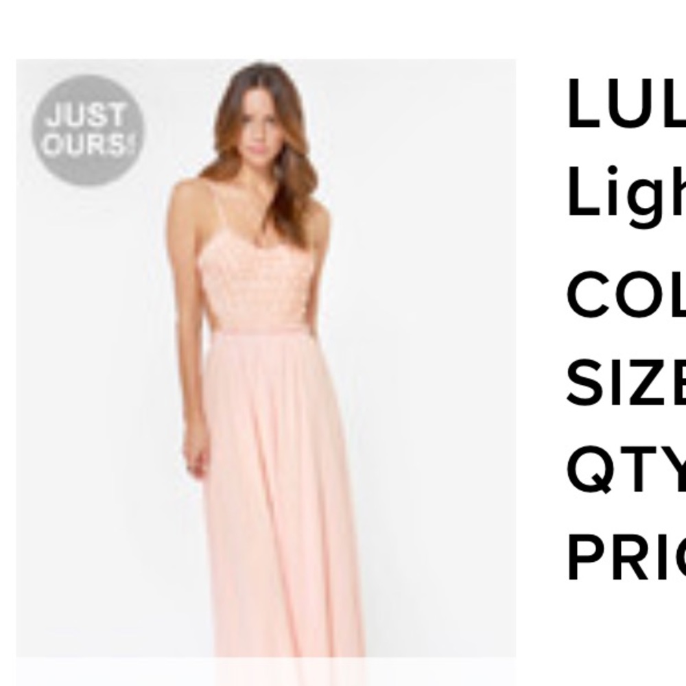 Lulus Rose light pink maxi dress open back